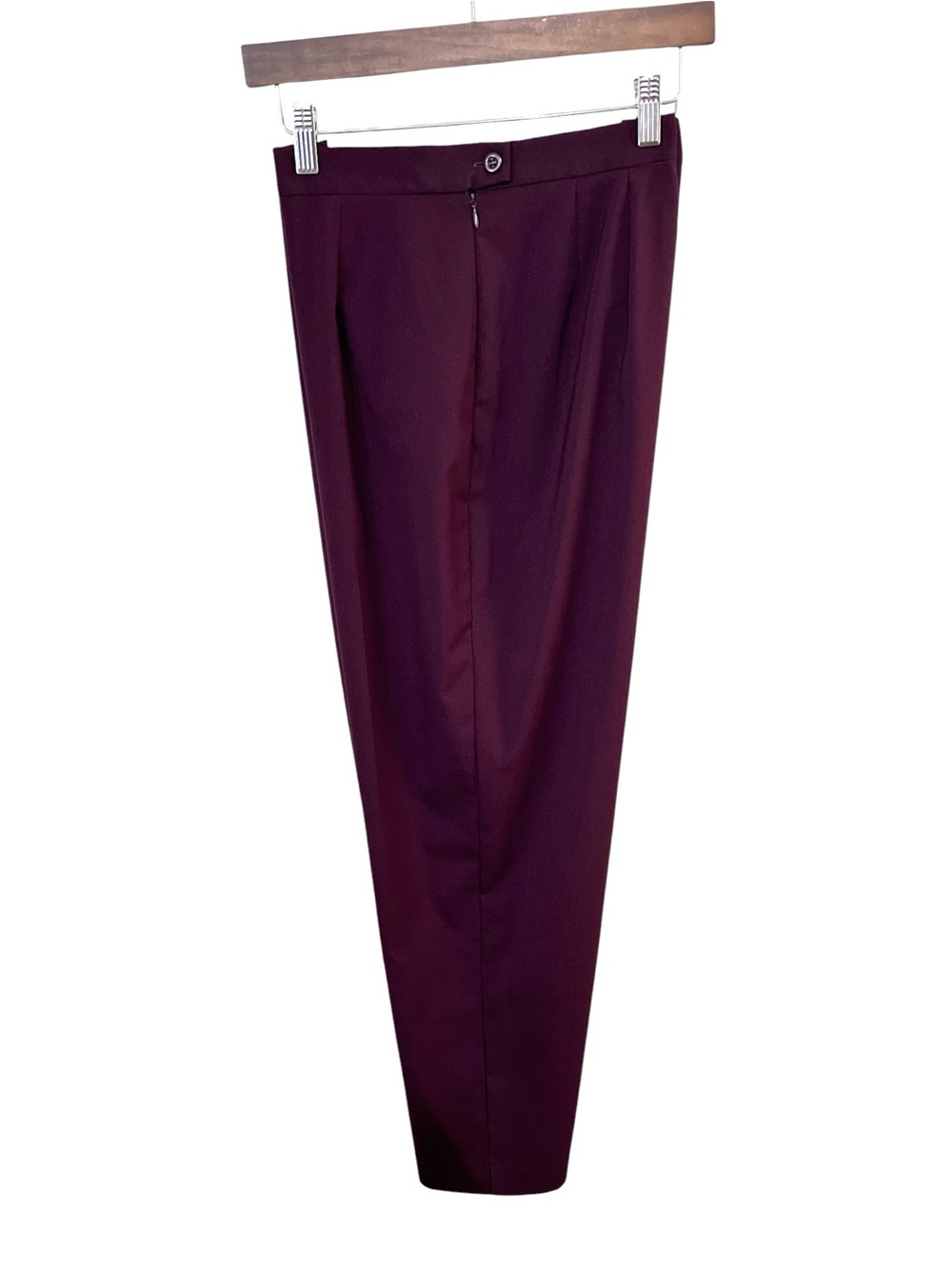 Emma James Stretch Cropped Dress Pants Pleated Side Zip, Burgundy, Size 14